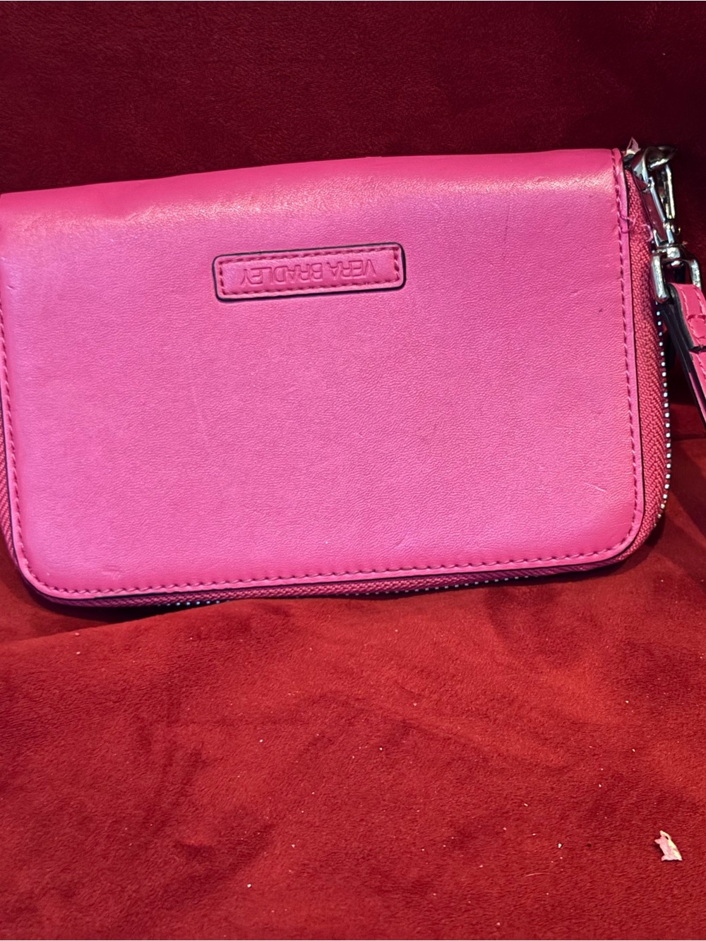 Pink Vera Bradley leather wristlet wallet